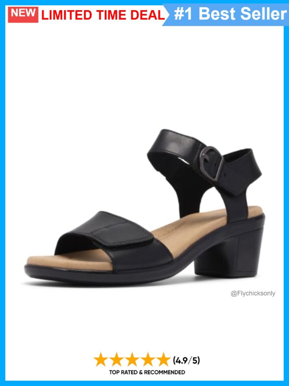 Women's Leather Block Heel Strappy Sandal Ankle Strap Casual